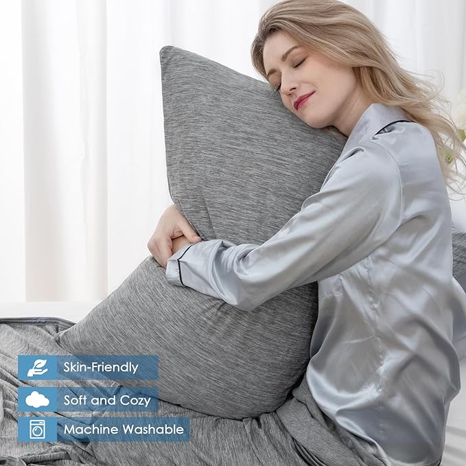 CHOSHOME Cooling Pillow Cases Zipper Pillow Covers Q-Max > 0.45 Zippered Pillowcases for Hot Sleepers, Soft, Breathable, Skin-Friendly, 4 Pack (King, 20"x36", Grey)
