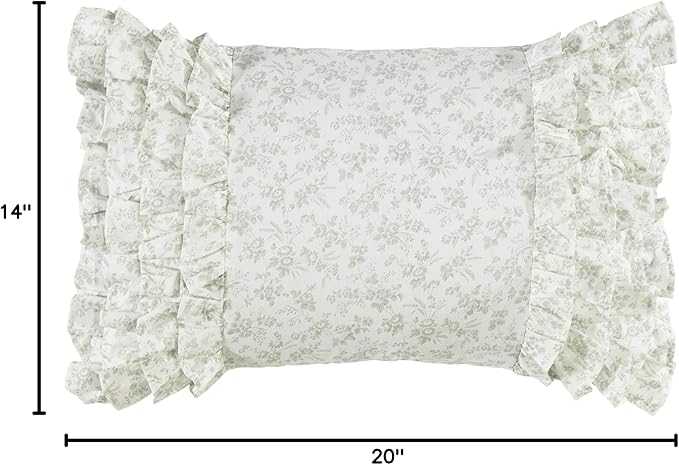 Laura Ashley Home - Throw Pillow with Envelope Closure, Elegant Home Decor for Bed or Sofa (Harper Pale Green, 14" x 20")
