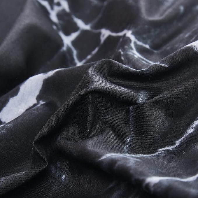 CLOTHKNOW Black White Queen Comforter Set Marble Bedding Comforter Sets Abstract Comforter Queen Men Women Black Queen Size Comforter Sets