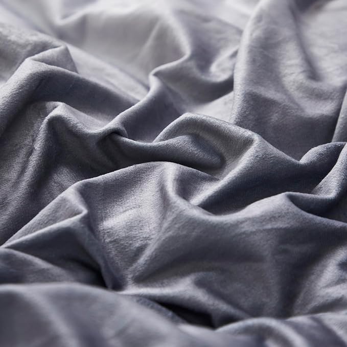 Cottonight Velvet Comforter King Fluffy Dark Grey Flannel Bedding Set Women Men Thick Warm Winter Blanket Quilts Sherpa Micromink White Grey Modern Chic Plush Fashion Bedding King
