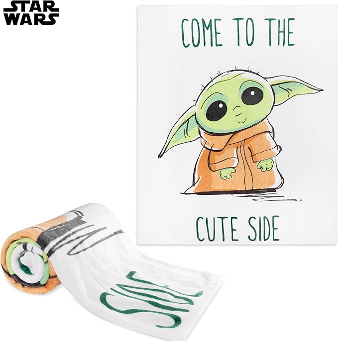 Disney Baby Yoda Throw Blanket Soft Fleece Blanket Bedroom Comforter 59 x 51” (Green Baby Yoda)