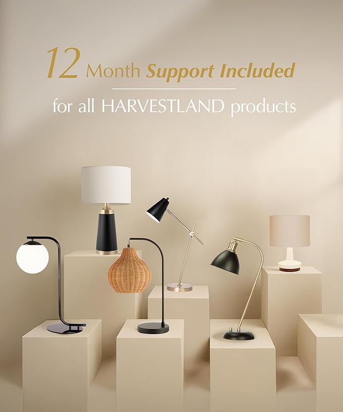 HarvestLand 22" Sole Cement Large Table Lamp – Modern Round Stone Lamp with Chrome Accent for Entry Table or Lamp for Living Room, Decorative lamp, Bedside Table lamp