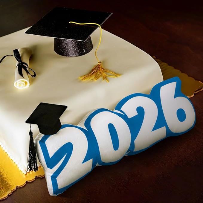 Class of 2026 Autograph Stuffed Pillow 15.7" Graduation Autograph Stuffed Pillow Graduation Guest Signature Gifts Grad Party Sign in Decor for High School College(Blue,Classic)