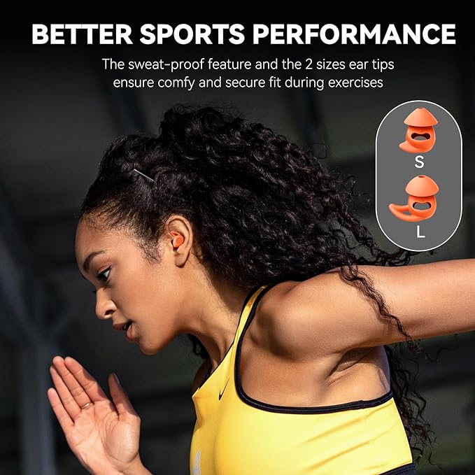 Sleepals Micro Sleep Earbuds for Side Sleepers, Sleep Headphones with Noise Reduction, Soft and Snug Fit Overnight, Slim and Light, 28hr Play with Travel Charging Case (Orange)