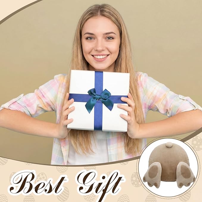 Wenqik Easter Bunny Tail Throw Pillow Rabbit Butt Shaped Decorative Pillow 3D Animal Plush Cushion Cute Hugging Pillow for Spring Easter Gift Bedroom Sofa Couch Living Room Decoration, 14.96''