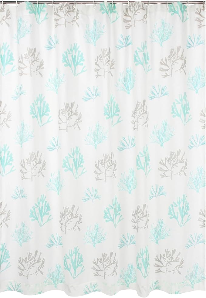 Levtex Home - Stone Harbor - Shower Curtain (72x72in.) with Button Holes - Striped Coastal - Light Blue, Taupe, & Cream