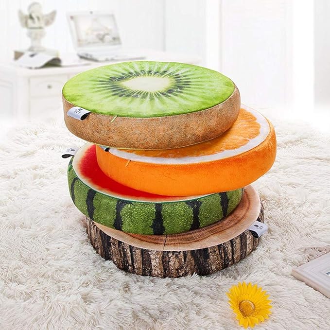 HYSEAS Decorative Round Throw Pillow, 3D Digital Print Comfortable Kids Funny Cute Wood Log Pillow Circle Seating Floor Cushion for Home, Couch, Sofa, Bedroom, Living Room Decor, Stump, 2 Pack