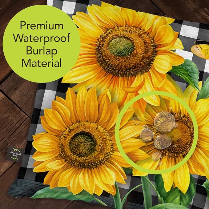 Briarwood Lane Checkered Sunflowers Summer Decorative Pillow