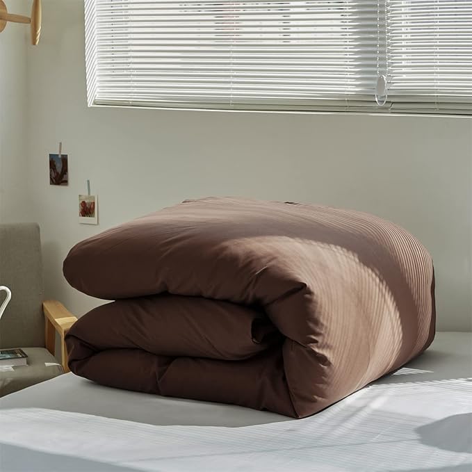 Pureant Dark Brown Comforter Set Queen Size Mocha Coffee Bedding Comforters Plain Color Cotton Bed Quilts Men Women Solid Chocolate Comforter Luxury Soft Dusty Brown Comforter Bedding Vintage Chestnut