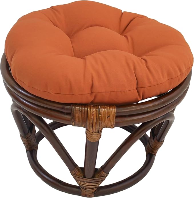 Blazing Needles Solid Twill Round Footstool Cushion, 18", Spice