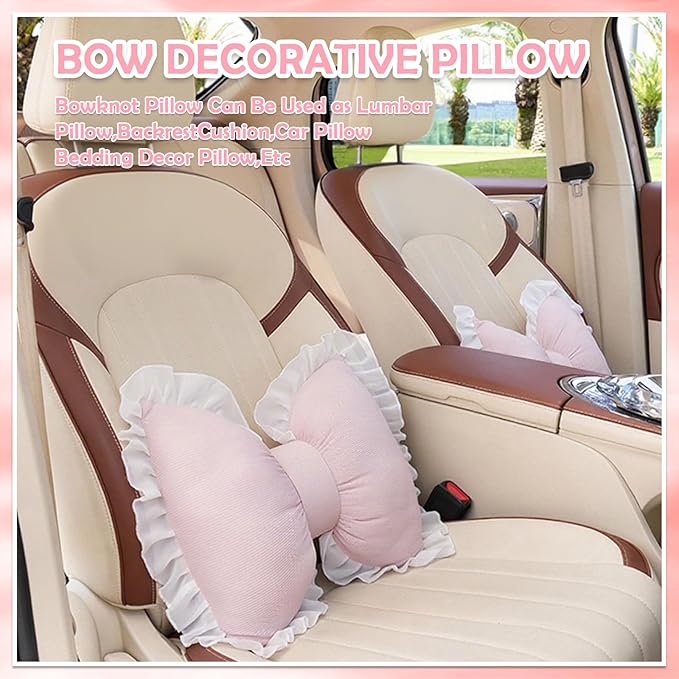 Set of 2 Bow Shaped Throw Pillow Soft Bowknot Decorative Pillows Cute Car Lumbar Pillows Novelty Bow Pillow for Sofa Couch Bed Living Room Bedroom