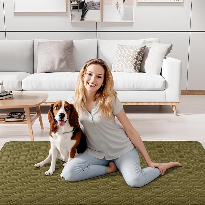 Smiry Reversible Waterproof Couch Covers for Sofa, Washable Dogs Pet Couch Covers for 3 Cushion Sofa Pet Friendly, Water Resistant Furniture Protector Slipcover, Geometric (82"x102", Green/Navy)