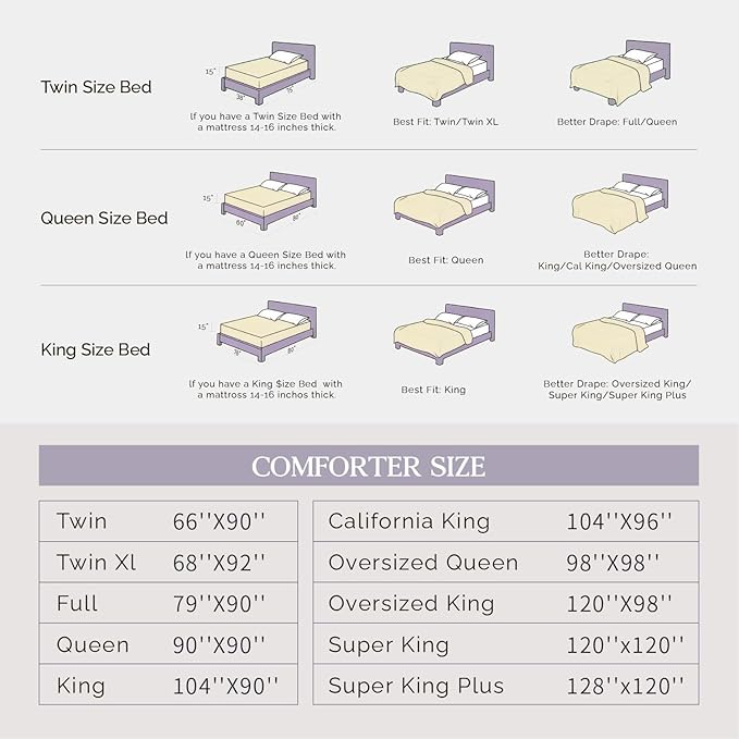 Andency Purple Oversized King Comforter Set (120x98Inch), 3 Pieces Lightweight Pinch Pleat Cal King Bedding Comforters & Sets, Oversized Pintuck Soft Fluffy Down Alternative Bed Set for All Season