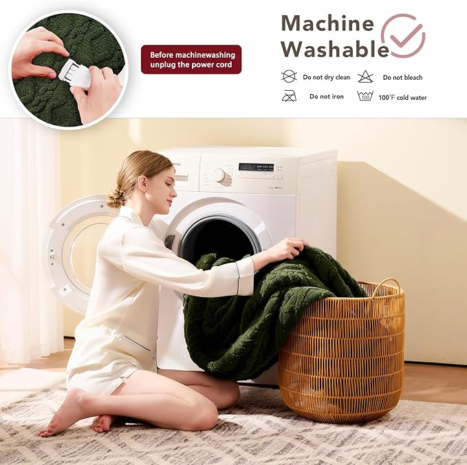 Heated Electric Blanket Full Size-72"x84" Heating Blanket with 10 Heating Levels & 5 Time Settings Over-Heat Protection,Winter Warmer for Adults with ETL Certification(Green)