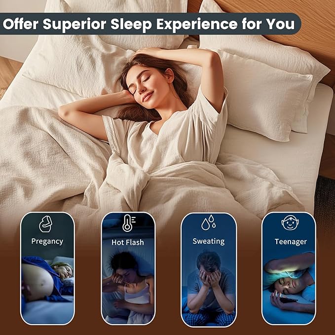 100% Linen Sheet Set Cal King Size Extra Deep Pocket Fits 18-24 Inch Mattress, Breathable & Soft, Smooth 4-Piece Set for Thick Mattresses Hotel Luxury Bedding(Cal King, Navy Grey)