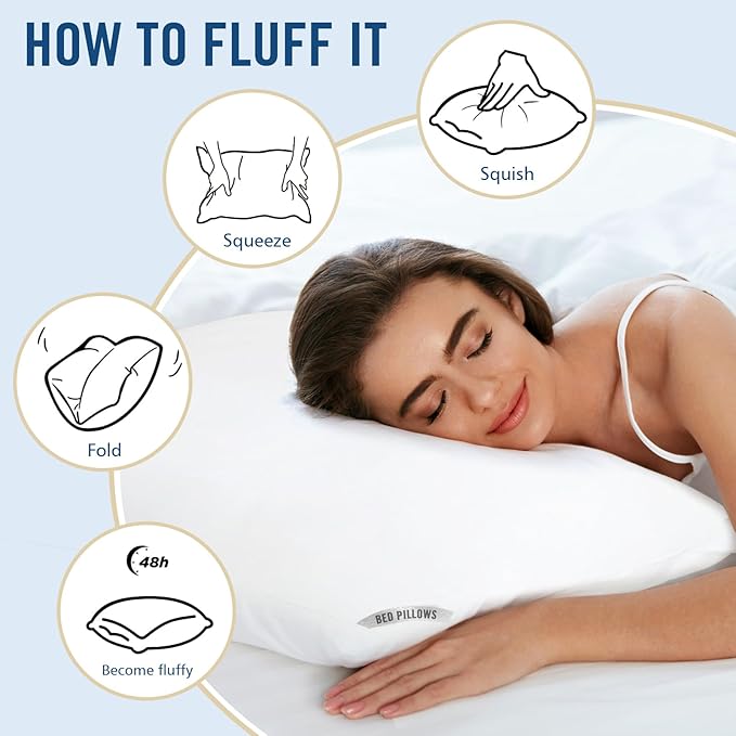 Luxury Hotel Pillows for Sleeping 4 Pack,Bed Pillows Queen Size Set of 4,Down Alternative Filling,Pillows for Back,Stomach and Side Sleepers