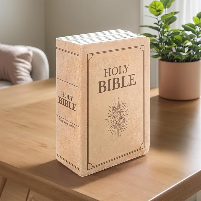 Bible Pillow Book Plush That Opens, Christian Holy Bible Stuff Religious Party Favors Gifts, Room Decorative Pillow for Bedroom Living Room (Blue)