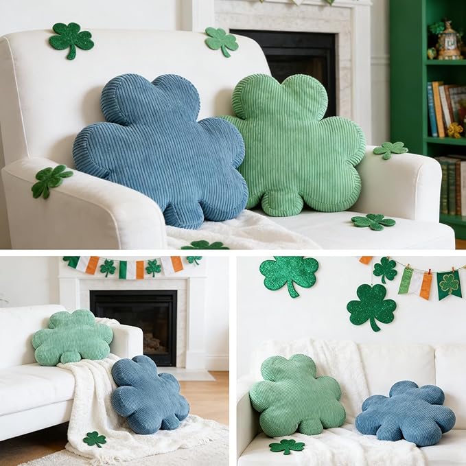 Cumule 2 Pcs St Patrick's Day Pillow Covers Green Lucky Shamrock Clover Pillow Cover for Irish St Patrick's Day Living Room Bedroom Decor Gifts