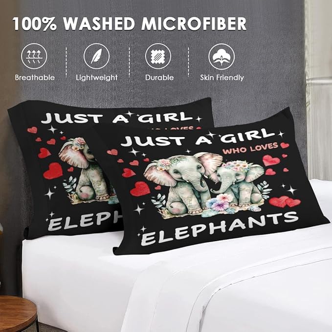 King Size Comforter Set with 2 Pillowcases, Cute Animal Elephant 3 Pcs Bedding for Kids and Adults, Funny Watercolor Flower Soft Comforter Set for Bedroom Bed Decor