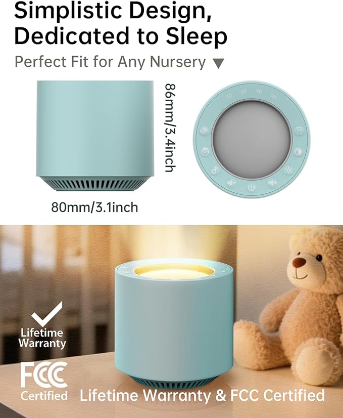 Sleep Sound Machine: Red Light Therapy White Noise Machine with 38 Soothing Sounds & Calming Womb Soother Shusher, Memory Function, Dimmable Nursery Night Light with Timer for Baby Adult Gift (Slate)