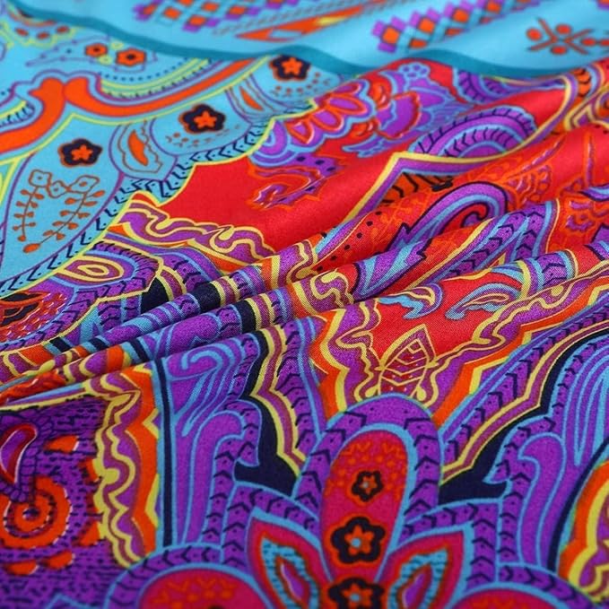 Boho Full Size Comforter Set Soft Chic Boho Comforter Set 3 Pieces Lightweight Exotic Yellow Orange Bohemian Mandala Colorful Retro 1 Boho Comforter and 2 Pillowcases for All Seasons