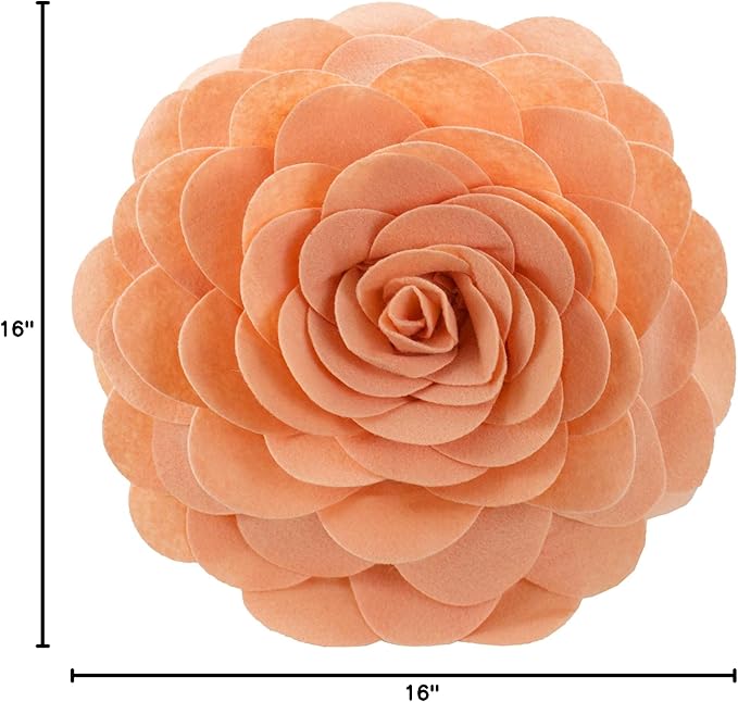 Fennco Styles Eva's Flower Garden Decorative Filled Throw Pillow 13" Round - Peach Floral Accent Pillow for Home, Couch, Bed, Living Room, Holiday and Office Décor