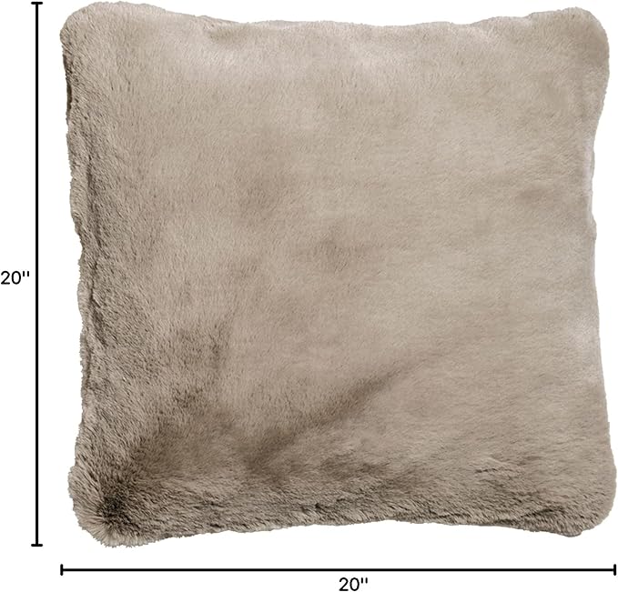 UnHide Squish - Faux Fur Pillow - Extra Soft Throw Pillow - Square Shaped Pillow, Polyester Fill - Machine Washable - Perfect for Living Room, Bedroom, or Guest Room - 20” x 20” - Taupe Ducky