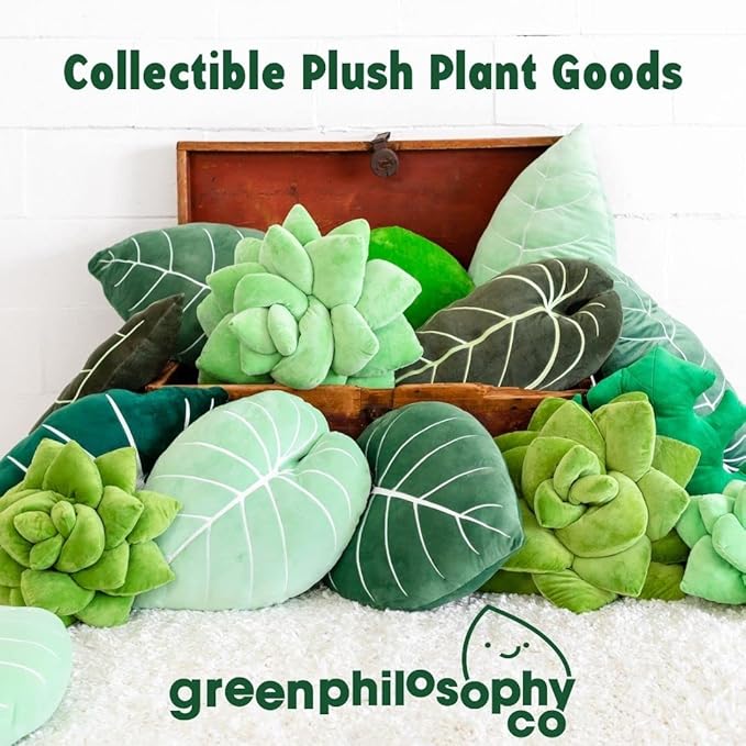 Green Philosophy Co. Philodendron Gloriosum Leaf Pillow - Moody Green