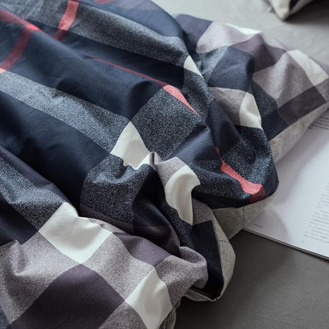 Cottonight Navy Plaid Comforter Set Full Dark Blue Bedding Comforter Set Buffalo Gingham Blanket Quilts Checkered Blue Soft Breathable Grid Bedding Set for Women Men Full Bed
