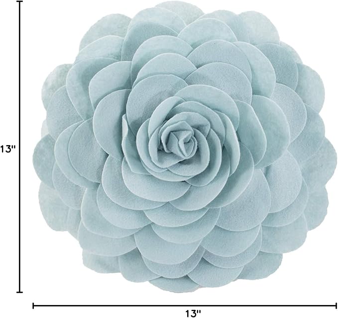 Fennco Styles Eva's Flower Garden Decorative Filled Throw Pillow 13" Round - Aqua Floral Accent Pillow for Home, Couch, Bed, Living Room, Holiday and Office Décor