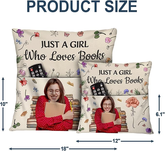Personalized Pocket Pillow - Book Lover Gift, Reading Nook Accessory, Cozy Home Décor Idea - Custom Photo This is My Reading Pillow