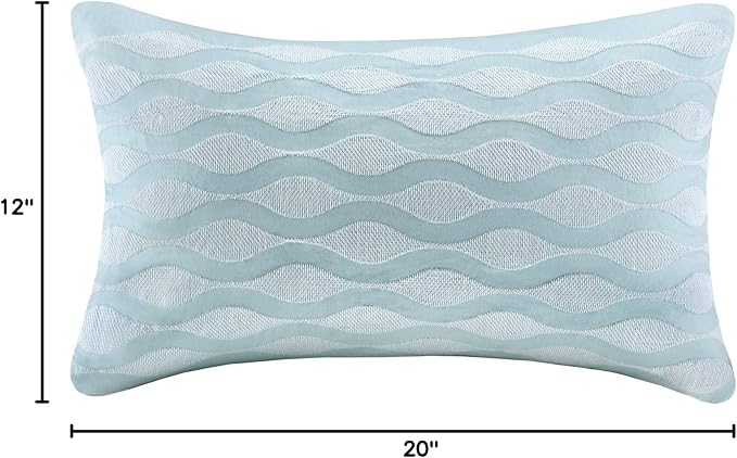 Harbor House Modern Design Decorative Pillow Hypoallergenic Sofa Cushion Lumbar, Back Support, Oblong 12" x 20", Maya Bay, Cotton Blue