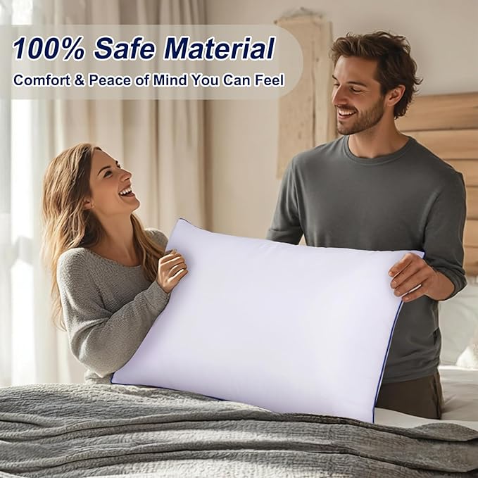 King Size Pillows Set of 4 Hotel Collection Bed Pillow for Sleeping King Pillows 4 Pack for Back, Stomach or Side Sleepers Soft and Supportive Washable Pillow for Bedroom