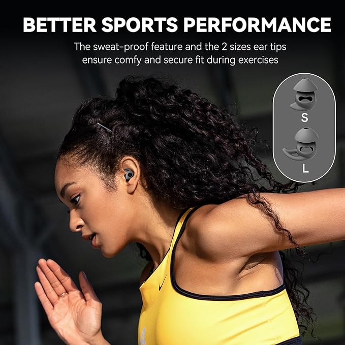 Sleepals Micro Sleep Earbuds for Side Sleepers, Sleep Headphones with Noise Reduction, Soft and Snug Fit Overnight, Slim and Light, 28hr Play with Travel Charging Case (Black)