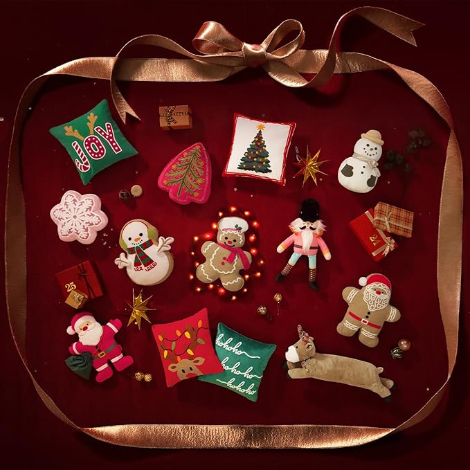 Phantoscope Nutcracker Christmas Throw Pillow Handcrafted Velvet Decorations Decor Pillow Family Kids Gift for Indoor Living Room Sofa Couch, Pink 9 x 24 Inches