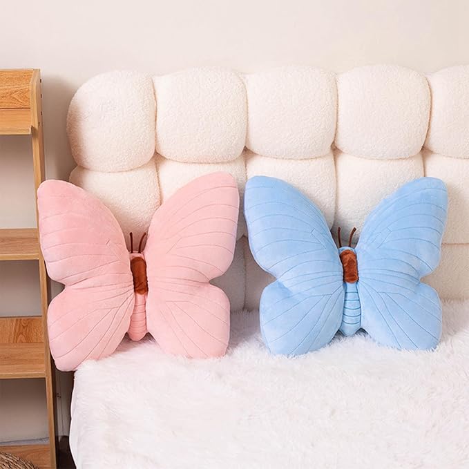 PEACH CAT Butterfly Pillow Decorative Butterfly Shaped Throw Pillows 15.7" x 15.7" Cute Plush Cushion Decor for Bedroom Living Room Sofa Couch Pink