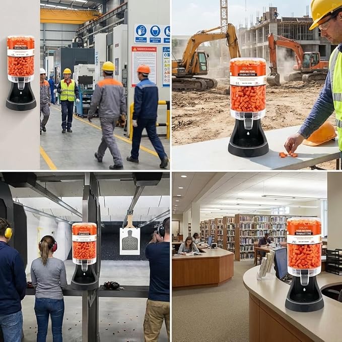 Ear Plug Dispenser,with 1000Pcs Refillable SNR 38dB (NRR 33dB) Noise Foam Earplugs,Wall-Mounted,Hearing Protection for Shooting,Construction Site,Work