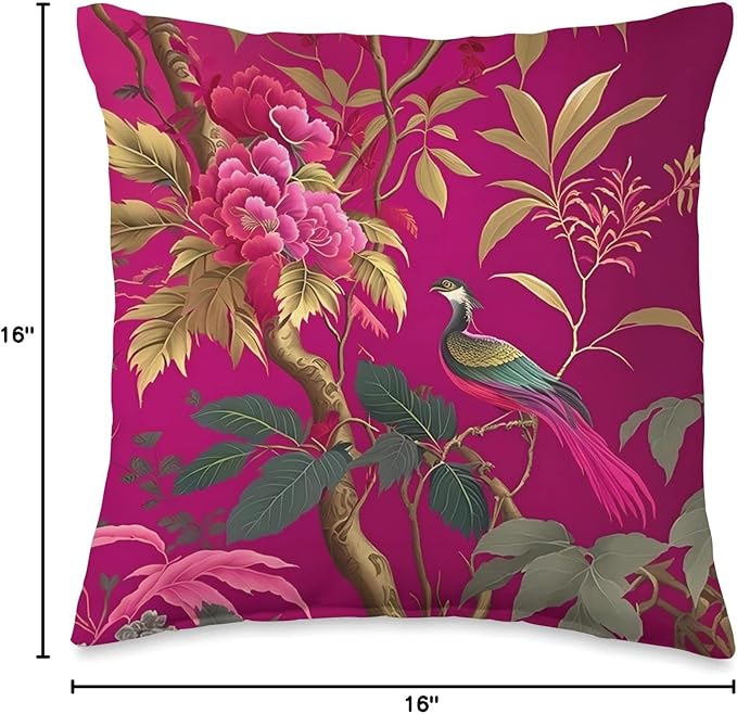Thibaut daintree in Fuchsia Botanical Bright Chinoiserie Throw Pillow