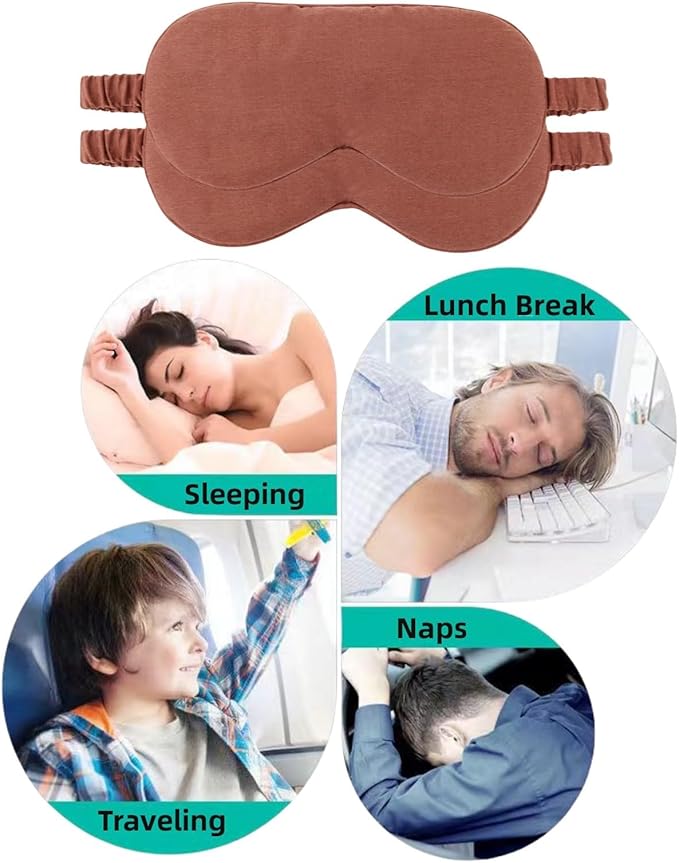 HBHLFZ Sleep Mask 2 Pack - Bamboo Viscose Fiber Sleeping Eye Mask - with Elastic Band/Headband - Comfort Sleeping Shade - for Nighttime Sleeping, Traveling & Napping(Red Curry)