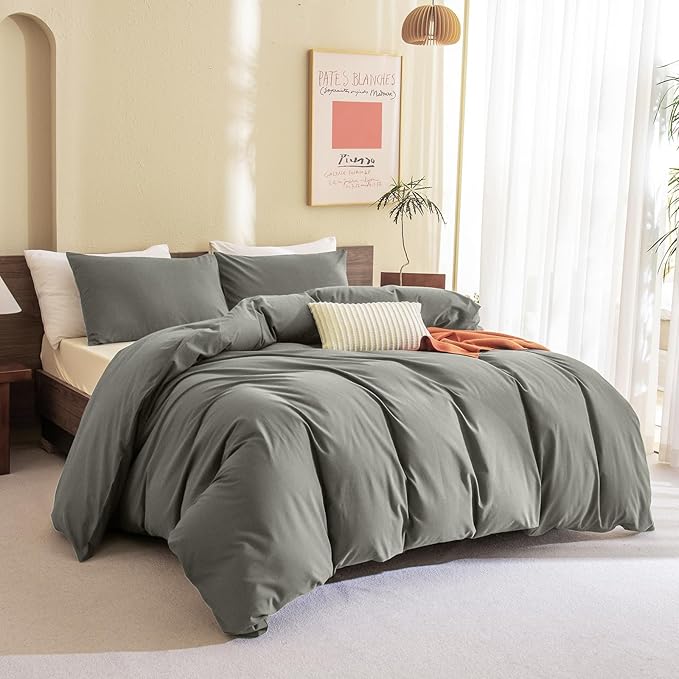 Sanracie Cotton King Comforter Set, Green Comforter 3Pcs Ultra Soft Breathable Bed Comforter Set for All Season