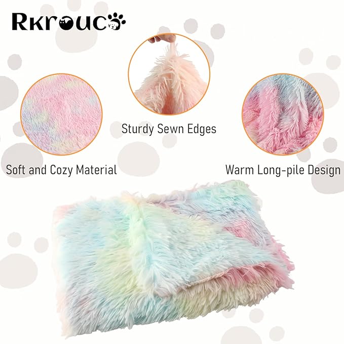 Pets Bed Blanket Dogs Reversible Soft Dog Throw Blankets Cats Mat Sleeper Fuzzy Pet Couch Covers Washable Cat Puppy Cover for Beds Sofa Travel Double Sided Furniture Protection (Colorful Pink,M)