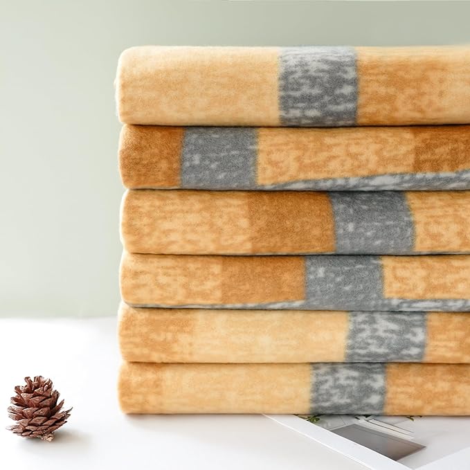 ZYFZCYBL Fleece Throw Blanket Blankets Bulk 6 Pack Soft Lightweight for Cozy Polar Fleece 50 x 60 Solid Pet-Friendly Colorful Bed Sofa Couch Fleece Fabric Travel Wedding Gift(Yellow and Grey)