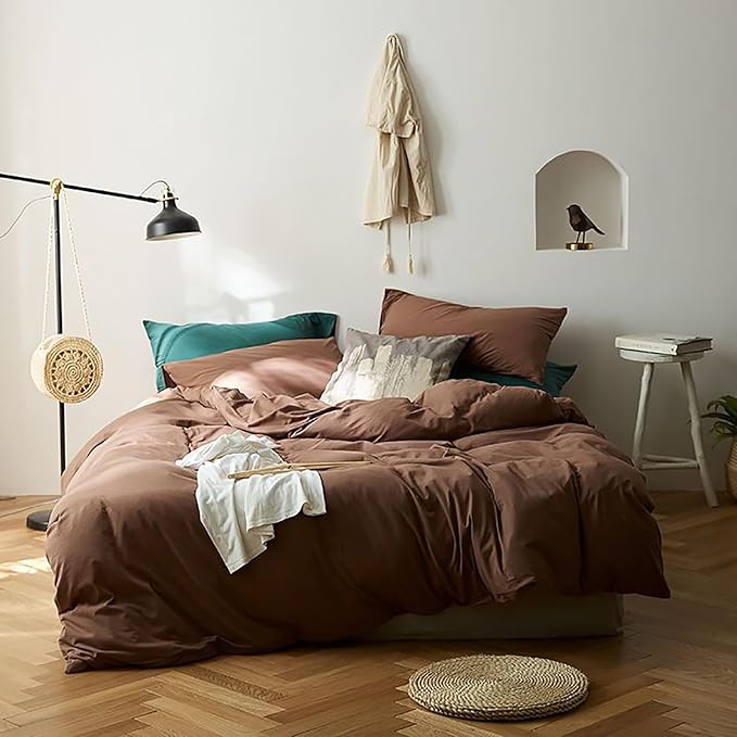Cottonight Brown Comforter Set Twin Men Boys All Brown Bedding Comforter Set Dark Color Quilts Blanket 3 Piece Breathable Soft Comforter with 2 Pillowcases for Adults Teens Kids Twin Bed