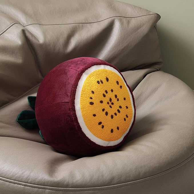 Phantoscope Fruit Shaped Pillows Series Passion Fruit Shaped Throw Pillow, Fun Home Decor of Fruit Themed Shaped Cushions, Decorative Shaped Pillow for Couch Bed and Chair, Red, 10 x12 inches
