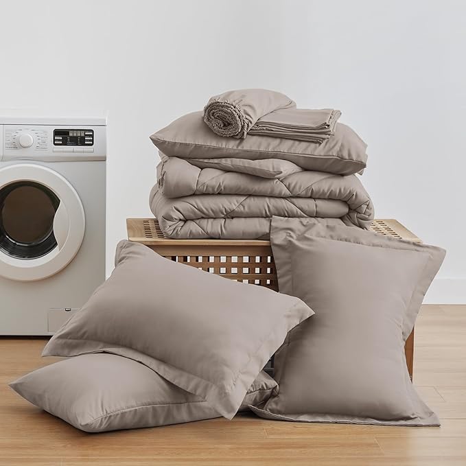 Love's Cabin Burlwood Full Comforter Set, 7 Pieces, All Season, Full Bed in a Bag, Includes 1 Comforter, 1 Flat Sheet, 1 Fitted Sheet, 2 Pillowcases and 2 Pillow Shams