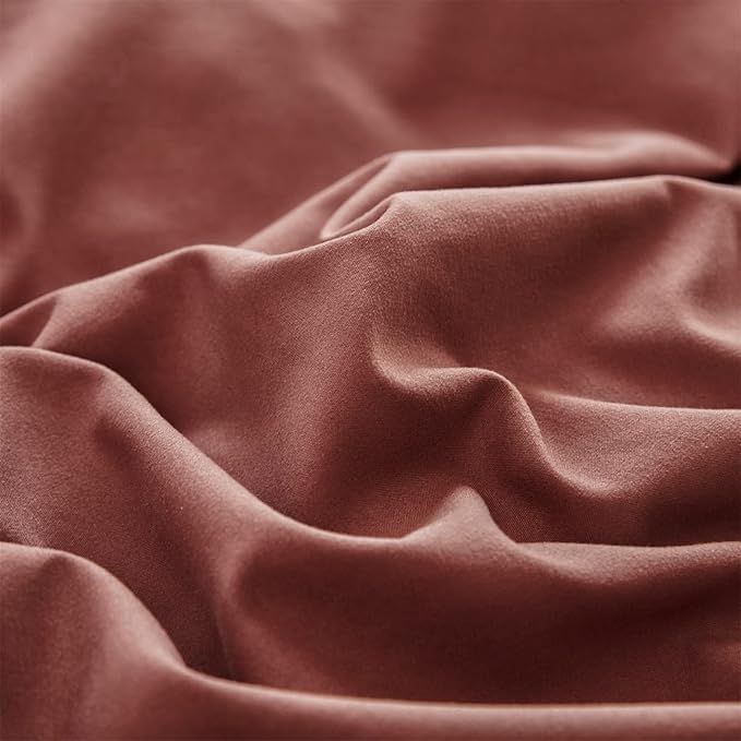Cottonight Brick Red Comforter Set King Marroon Bedding Comforter Set Solid Modern Cotton Blackish Red Blanket Quilts Soft Simple Modern Breathable 3 Piece Hotel Quality Comforter Set for Women Men