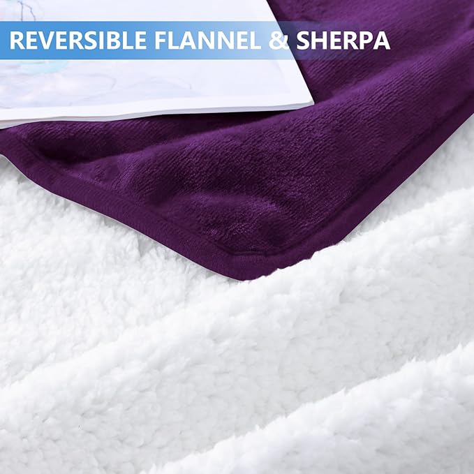 Smiry Waterproof Dog Bed Blanket, Leakproof Pet Throw Blanket for Bed Couch Sofa, Reversible Sherpa Fleece Furniture Protector Cover for Small Medium Large Dogs Cats (Purple, 40x57 inches)