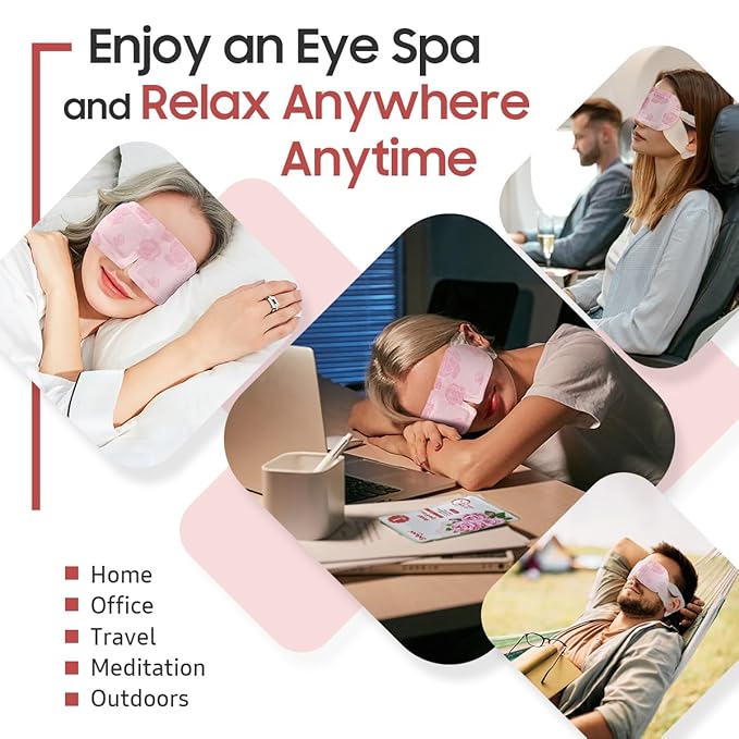 30Packs Steam Eye Mask, Heated Eye Mask Warm Compress for Eyes, Self Heating Disposable Steam Mask for Home Sleep, Spa, Travel Essentials & Relaxation Gifts, Stocking Stuffers (Rose)