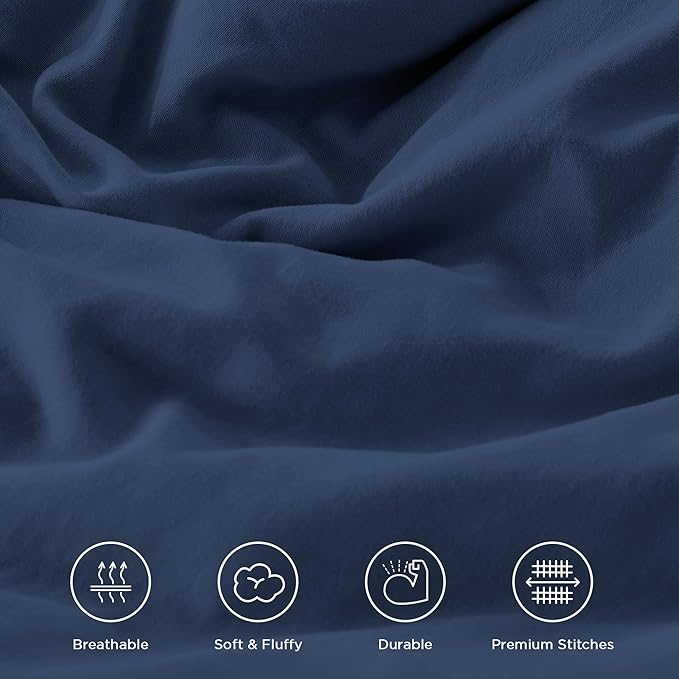 Andency Navy Blue King Comforter Set (104x90Inch), 3 Pieces Ruffle Comforter Set with 2 Pillowcases, Farmhouse Shabby Chic Lightweight Fluffy Soft Microfiber All Season Bed Set