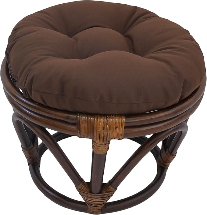 Blazing Needles Solid Twill Round Footstool Cushion (Only), 18", Forest Green